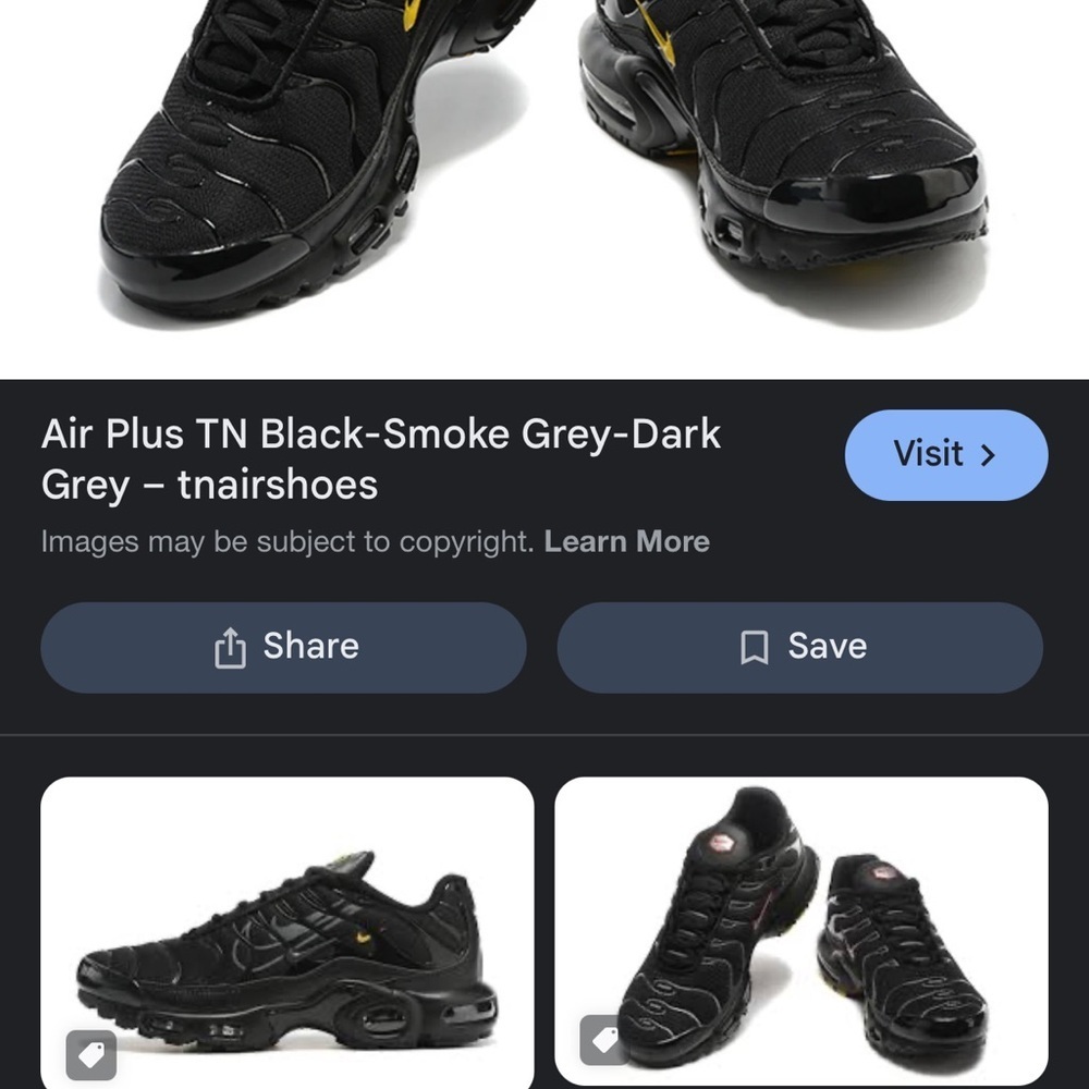 Nike Air Plus TN Black Grey Sneakers Gold Details US 6.5Y Woman 8 - Picture 13 of 13